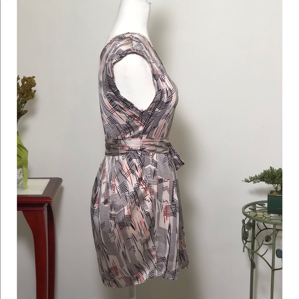 NWOT Retro, Line Pattern, Silk One Shoulder Dress - Picture 3 of 4